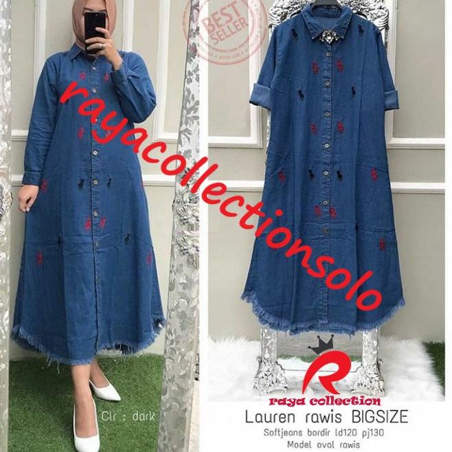 TREN TERBARU LAUREN RAWIS LONG TUNIK JUMBO JEANS / LAUREN RAWIS BIGSIZE / TUNIK JEANS RAWIS ORI SF