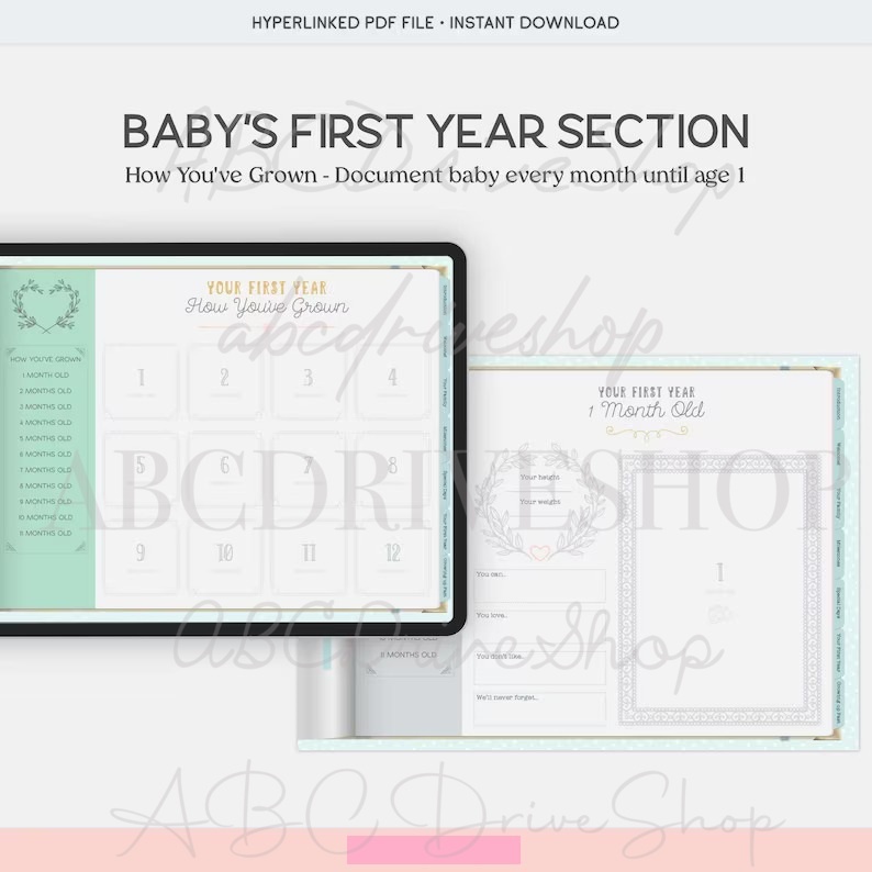 Digital Planner &amp; Journal - Baby's First Year Memory Journal