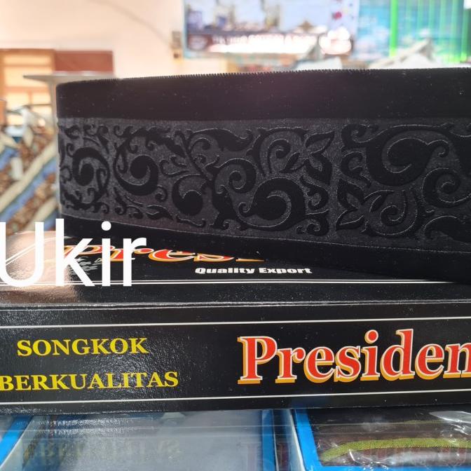 Songkok Nasional Kopyah Hitam Peci Hitam President Motif Laser JUAL