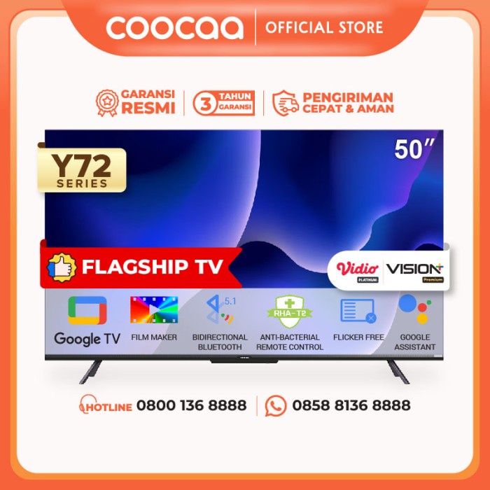 [Google TV] COOCAA 50 Inch Smart LED TV - Flicker Free -(COOCAA 50Y72)