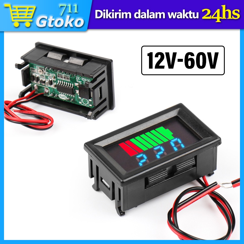 Voltmeter Kapasitas Baterai Indikator Dual Display Digital Mini Aki Volt Meter Tester DC 12V 24V 36V