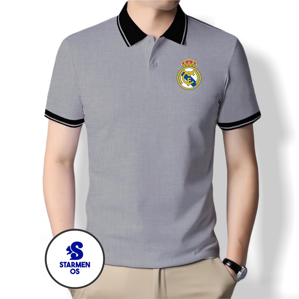Kaos Wangki Polo Atasan Tshirt Pria Kerah Wangki Big List LOGO REAL MADRID