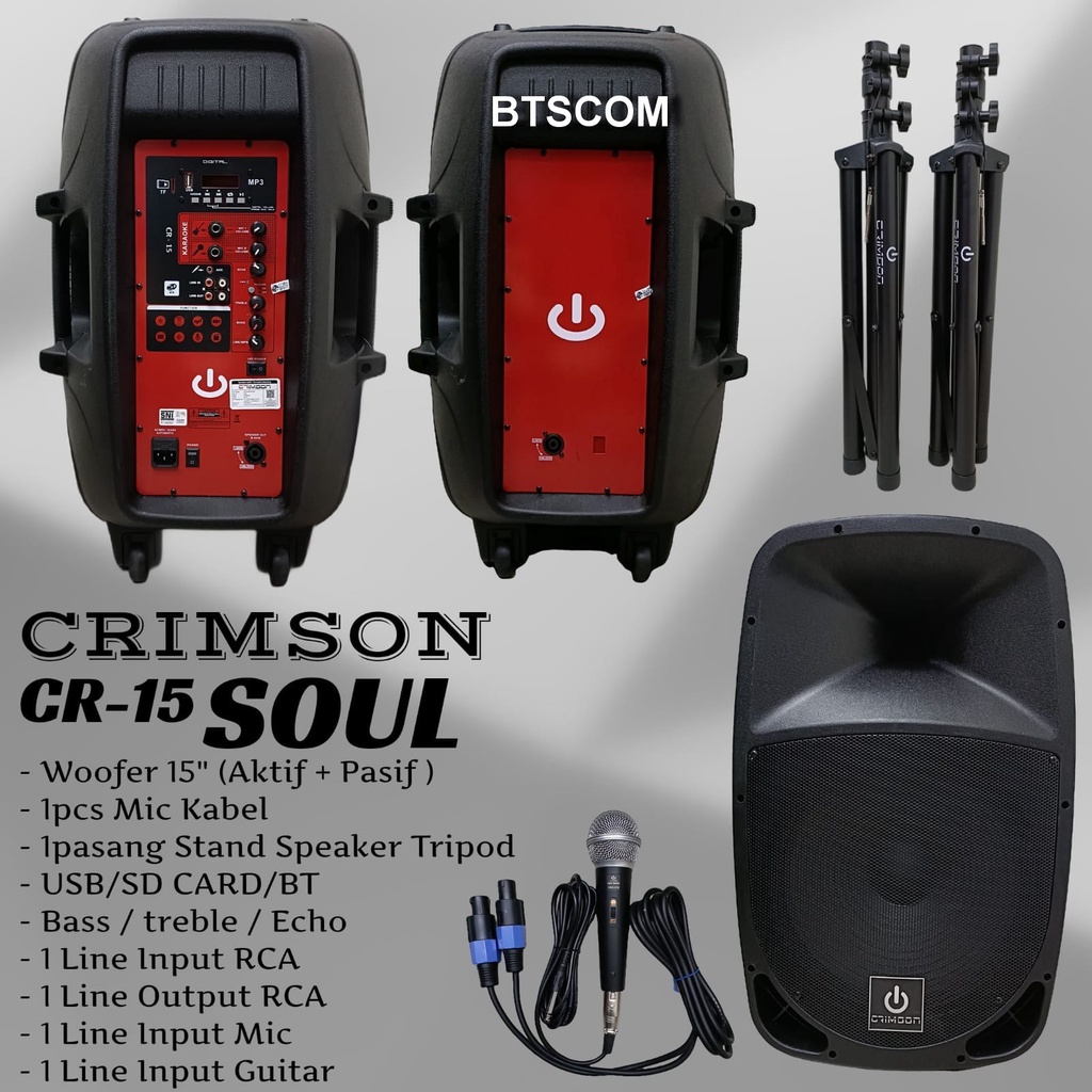 PAKET KOMPLIT SPEAKER CRIMSON AKTIF +PASIF SOUL15 CRIMSON SOUL 15 INCH