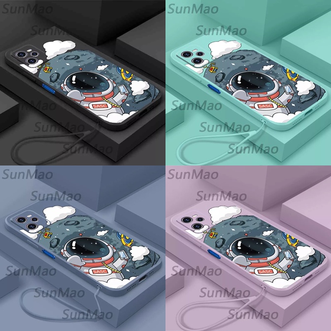 Case Realme C35 / NARZO 50A PRIME CUTE ASTRONAUT Cartoon Silicone Square Gambar FREE TALI LANYARD