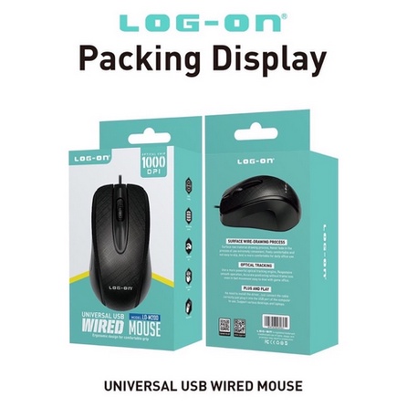 ITSTORE LOG ON MOUSE WIRED USB LO-M200/OPTICAL MOUSE KABEL 1000DPI