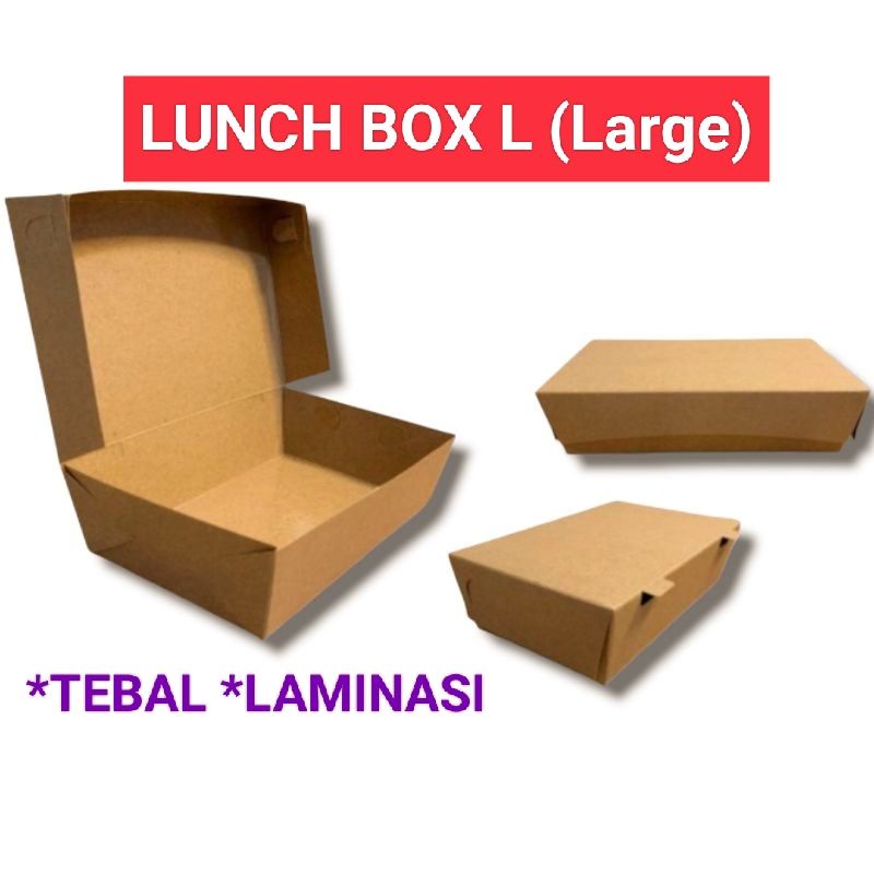 PAPER LUNCHBOX L  FULL LAMINASI Lunch Box Large ayam geprek mie