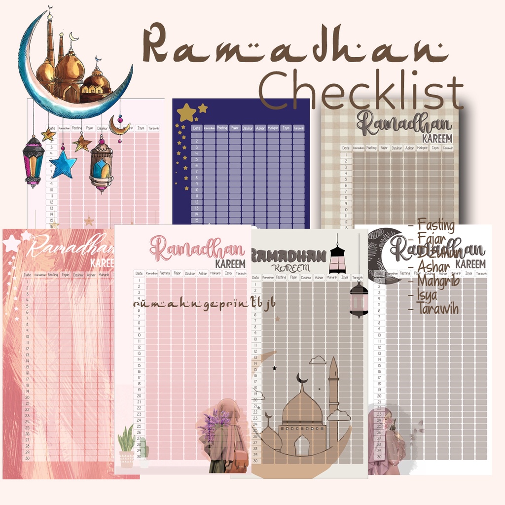 

ISI BINDER A6 A5 CHECKLIST RAMADHAN PUASA FASTING