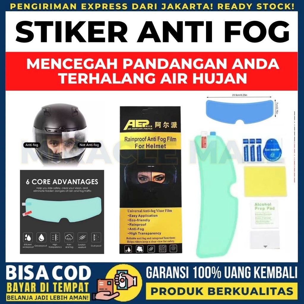 Stiker Helm Anti Fog Motor Anti Embun Kaca Film Minyak Debu Bekas Air Silau Lampu Kotak Hujan Kotora