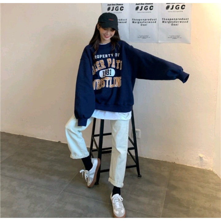 DEER PATH 1981 SWEATER PRIA WANITA ATASAN CREWNECK OBLONG FASHION KOREAN