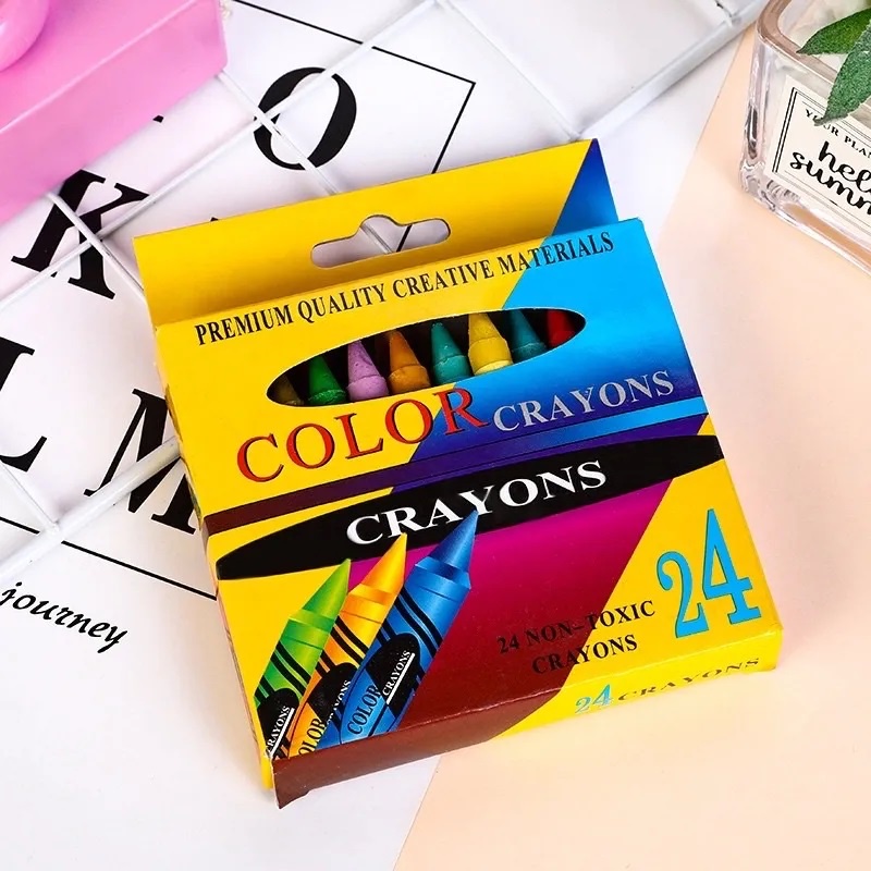 Crayons Set 24 Color / Pensil Krayon Anak Sekolah 24 Warna