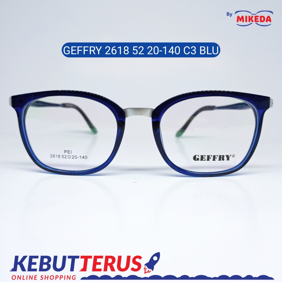 Mikeda-FRAME KACAMATA GEFFRY 2618 C3 BLU + LENSA(MINUS/CYLINDER)
