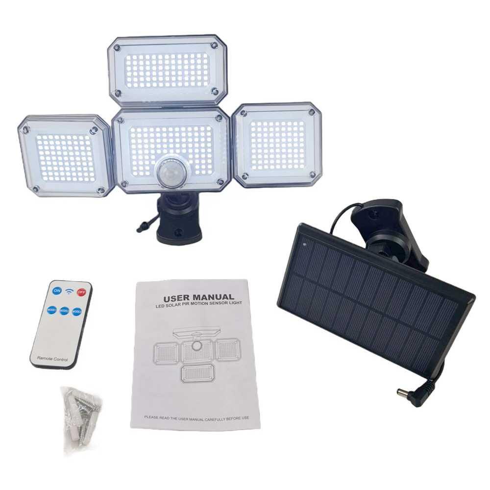 Lampu Dinding Solar Sensor Gerak Outdoor Waterproof Cool White - KW-007 - Black