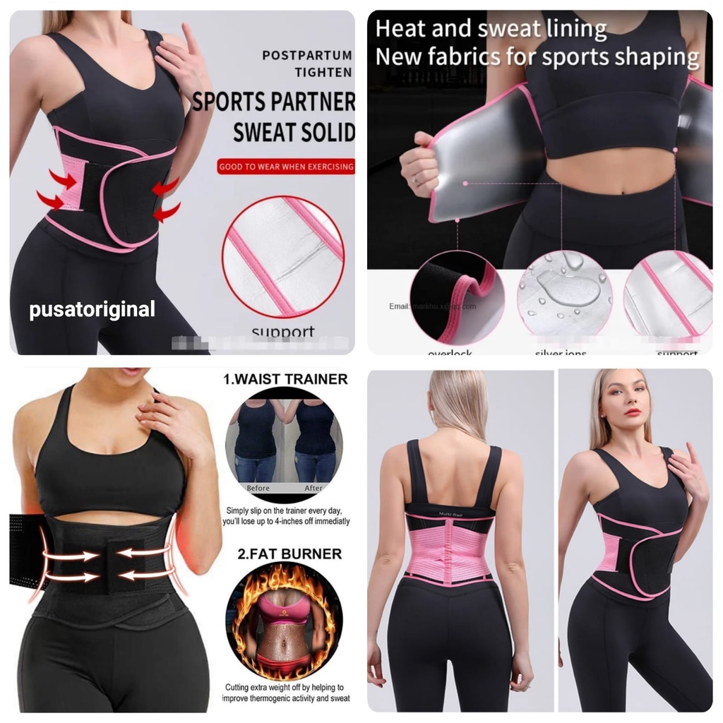 Korset Neoprene Sauna Waist Trimmer Corset Silver Ion Pelangsing Tubuh