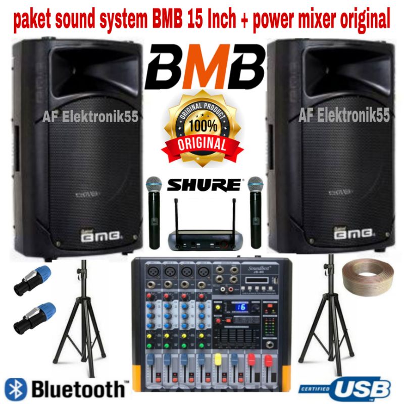 Paket Sound System BMB Speaker Pasif 15 Inch + Power Mixer Original