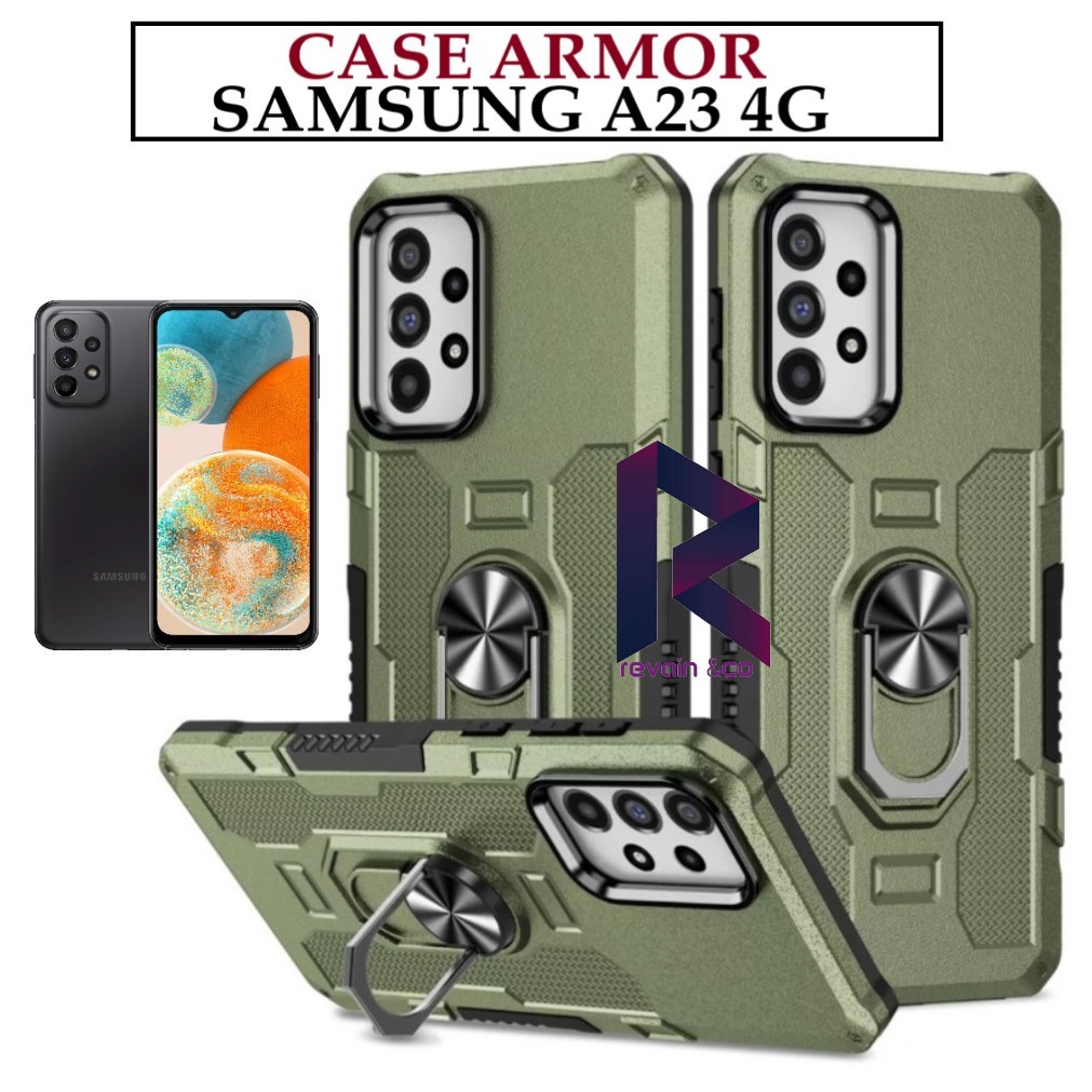 Case Armor SAMSUNG GALAXY A23 4G Iring Cincin Magnetic Kesing Hp Protect kamera Premium Hard Case Standing Robot Pelindung Kamera