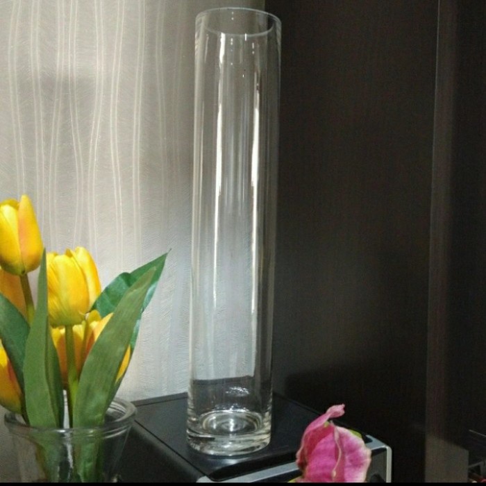 Vas Vas Bunga Kaca Bening Tinggi 30 Cm