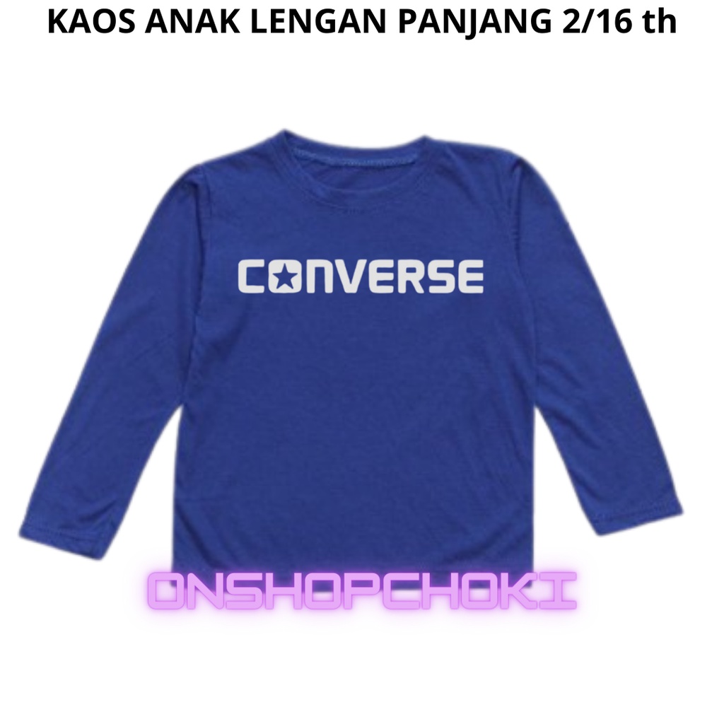 Kaos Anak Lengan Panjang Gambar CONVS3 Unisex Cowok Cewek Usia 2-16th Kaos oblong anak lengan panjang