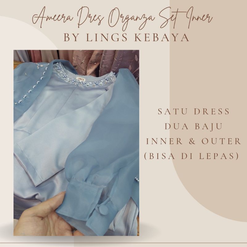 Bridesmaid Dress Kondangan Muslim Organza Outer Set Inner Busui Sage Green Nude Mauve Taro Blue Denim Pink Rosegold