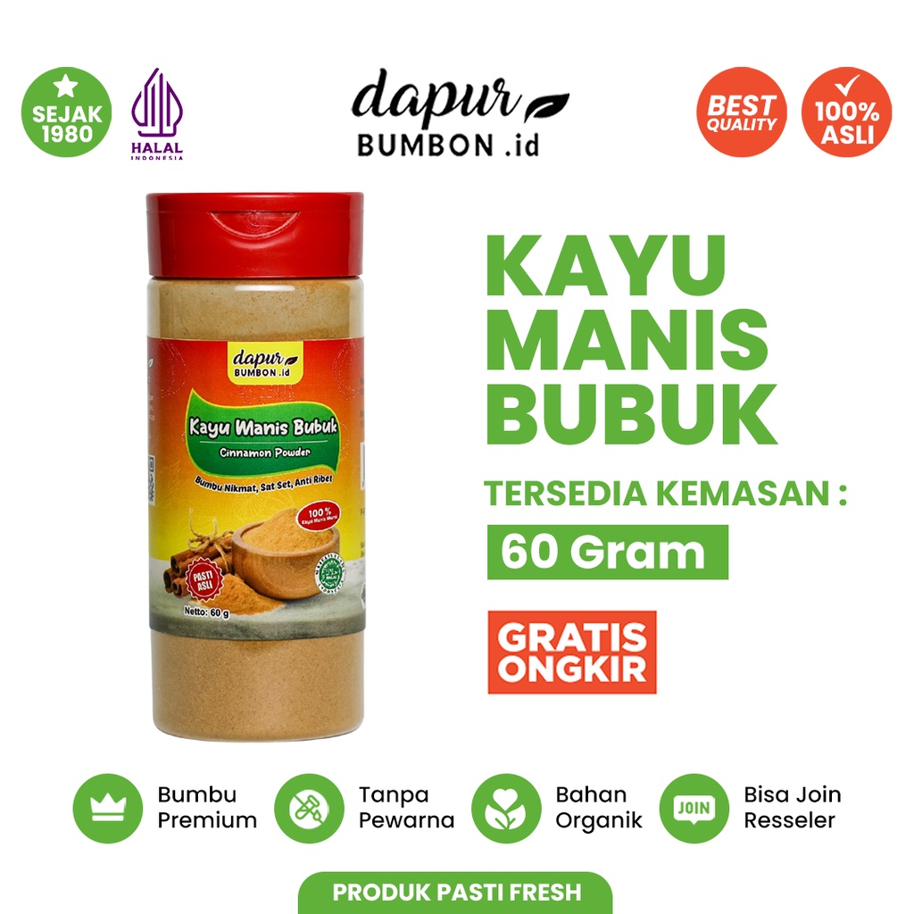 

Kayu Manis Bubuk Botol Plastik 60 Gram Bumbu Dapur Cinnamon Powder Original 100% Original Rempah Masakan Asli Tanpa Campuran Berkualitas