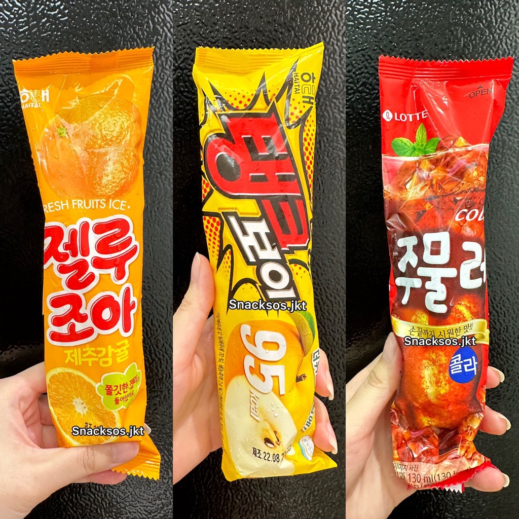 

LOTTE ICE ZUMULEE COLA / HAITAI ZELLUZOA ICE TUBE ORANGE / HAITAI TANKBOY ICE TUBE PEAR