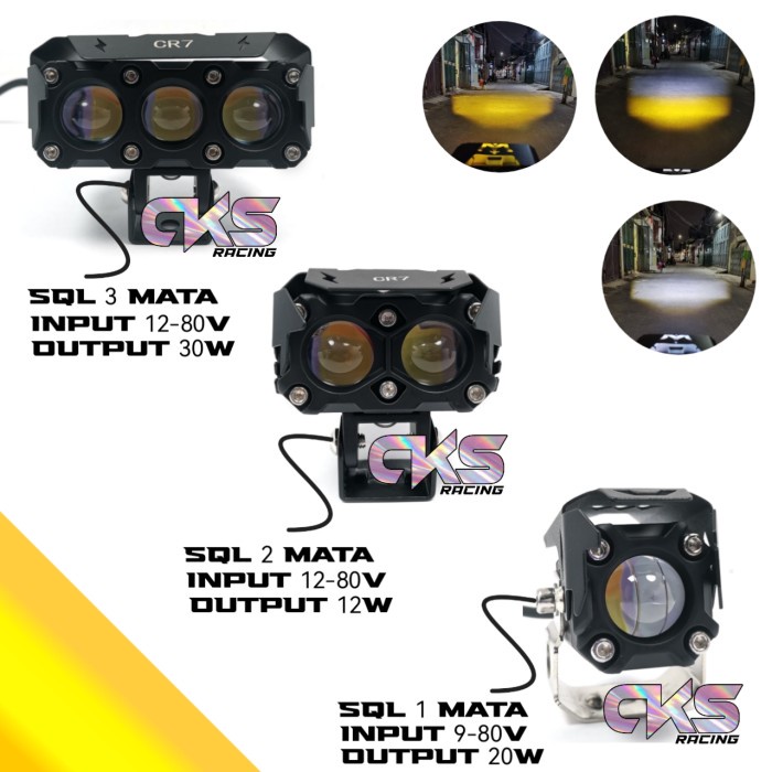 LAMPU TEMBAK LASER FOGLAMP SQL 3 MATA SQL 2 MATA Q5 CR7 SUPERBRIGHT