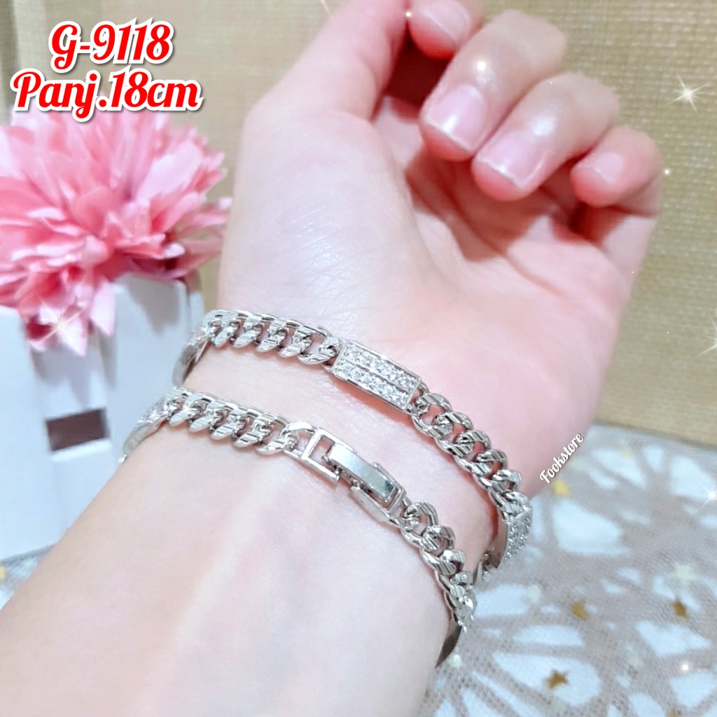 GELANG RANTAI DEWASA MOTIF POLOS SILVER/G-9118