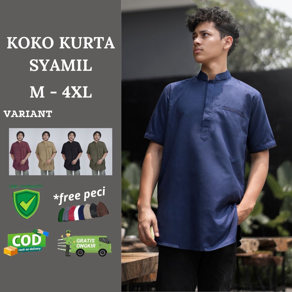 Koko Kurta Lengan Pendek Syamil Baju Muslim Pria