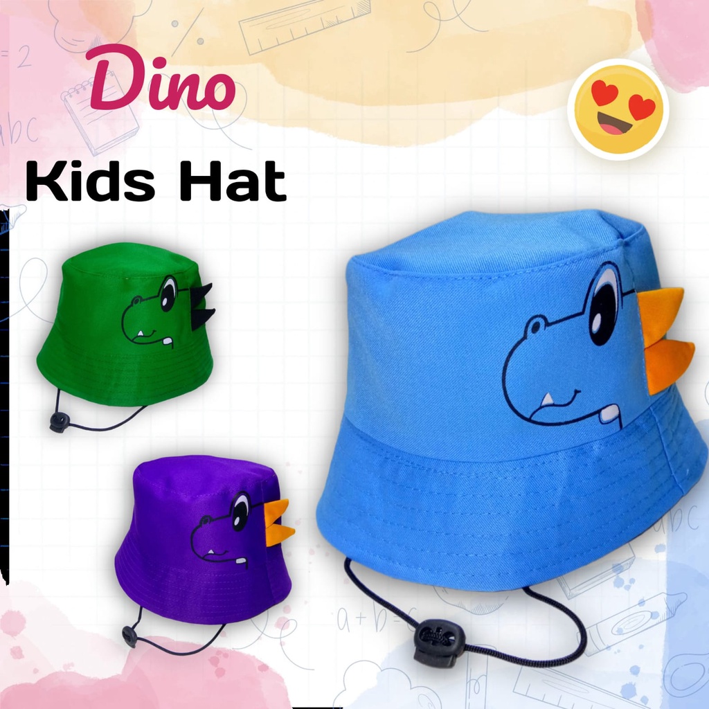 BUCKET HAT DINO TOPI BUCKET DINO USIA 1-8 TAHUN MODEL LUCU IMUT KUALITAS PREMIUM