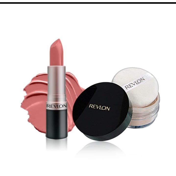 REVLON PAKET EXCLUSIVE 1 PAKET LIPSTICK +  FACE POWDER + POUCH