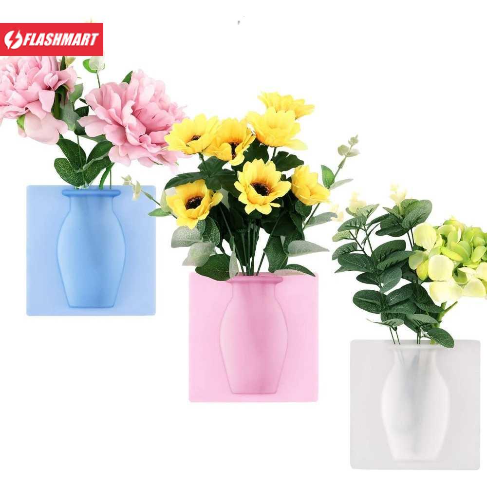 Flashmart Pot Tanaman Hias Tempel Dinding Silicone Sticky Vase - H232