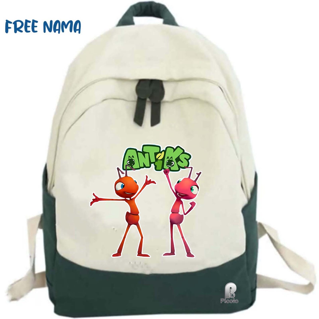 TAS RANSEL BACKPACK ANAK SEKOLAH MOTIF KARTUN ANTIKS UNISSEX (FREE NAMA)