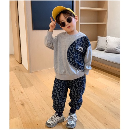 Setelan anak laki laki import setelan sweater anak cowok impor sweater lengan panjang sweatpants anak laki laki fashion-NOTE
