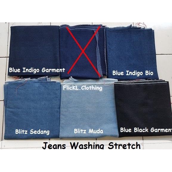 BAHAN KAIN JEANS DENIM STRETCH MELAR GARMENT BLITZ BIO WASHED 1.25M
