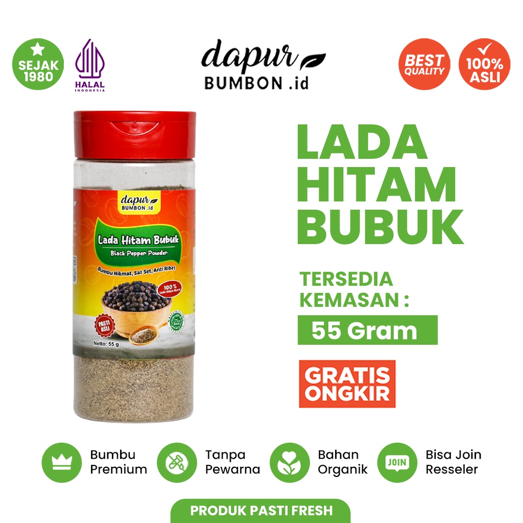 

Lada Hitam Bubuk Merica Super Botol 55 Gram Bumbu Dapur Black Pepper Powder 100% Original Rempah Masakan Asli Tanpa Campuran Berkualitas