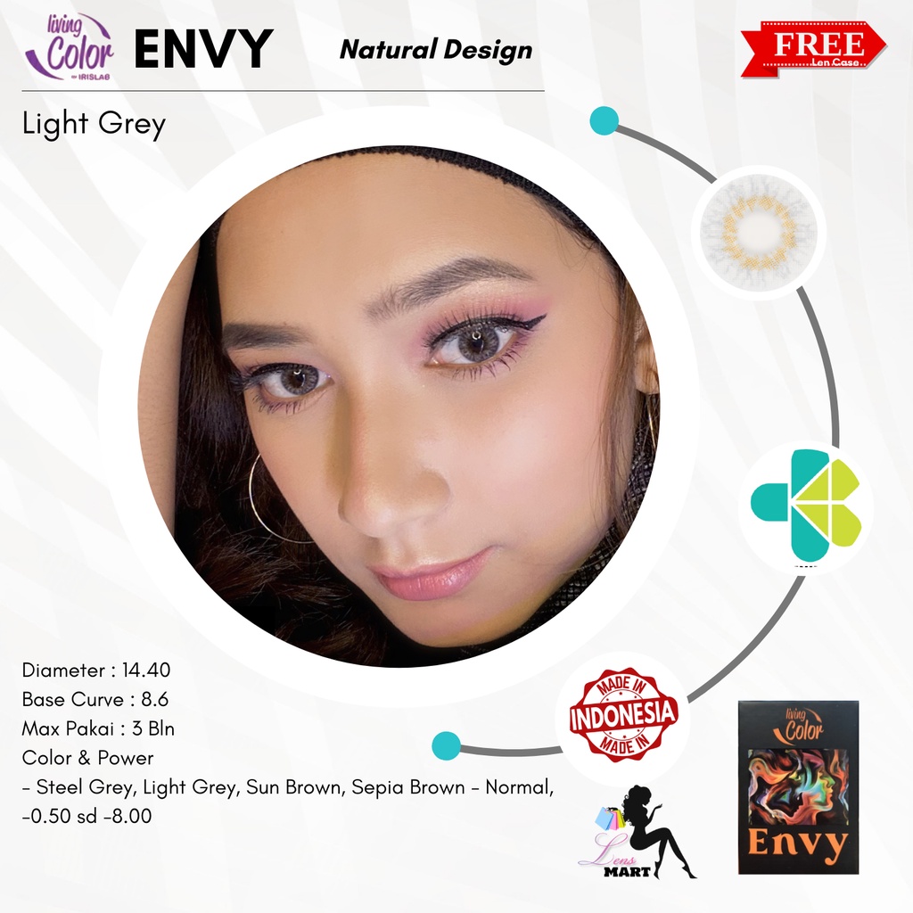 SOFTLENS ENVY BY LIVING COLOR MINUS - 0.50 SD - 3.00 SOFTLENS IRIS LAB - DIA 14,4 MM