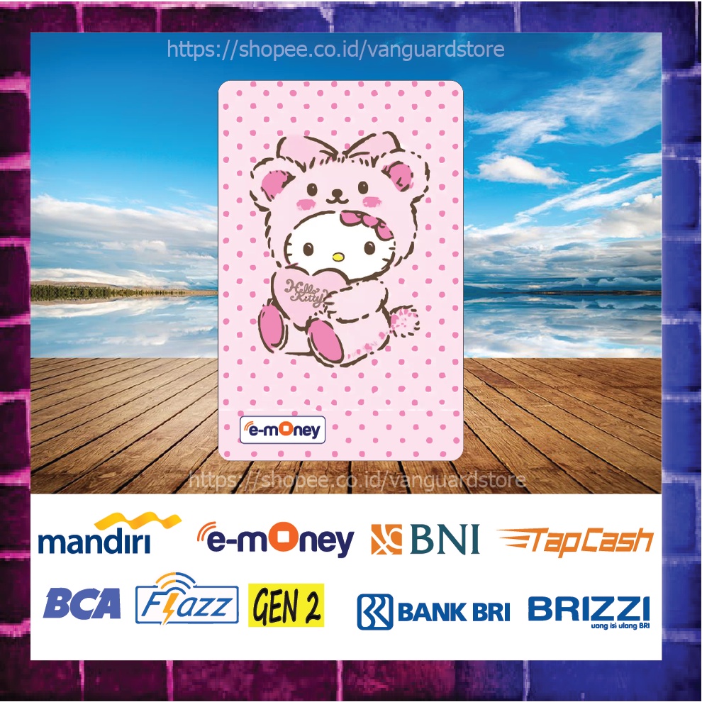 KARTU E MONEY E TOLL GAMBAR HELLO KITTY PINK CUTE KARTUN EMONEY MANDIRI FLAZZ BCA BNI TAPCASH BRIZZI BRI - 1 SISI