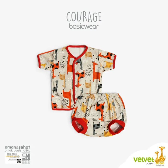 Velvet Setelan Courage Basic Wear Pendek Baby Celana Pop NB