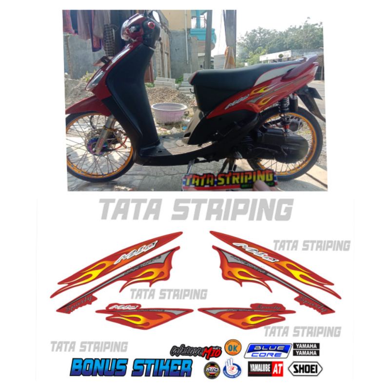 striping Mio sporty merah Mio api merah