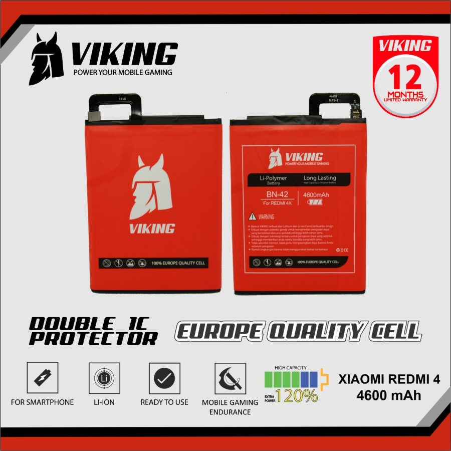 Baterai Viking BN42  BN-42 Xiaomi Redmi 4 - Batu Batre Batere Baterei