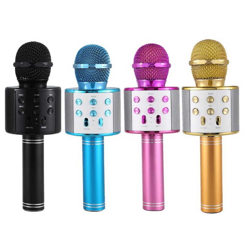 Micropone Mic Microfon Karaoke Bluetooth Wireless WS858 WS 858 Speaker