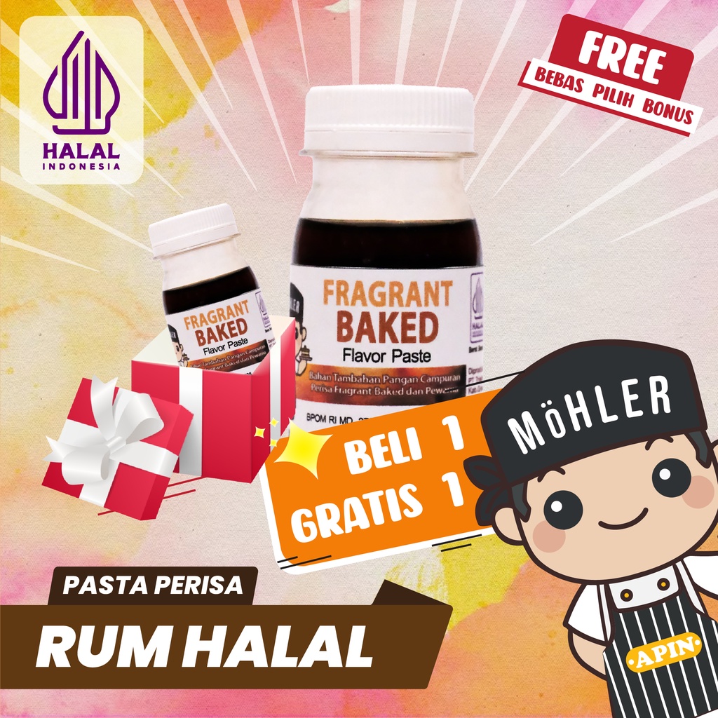 MOHLER Pasta perisa pewarna RUM HALAL (Fragrant Baked) (KLIK KOMBO HEMAT UNTUK BELI 1 GRATIS 1)