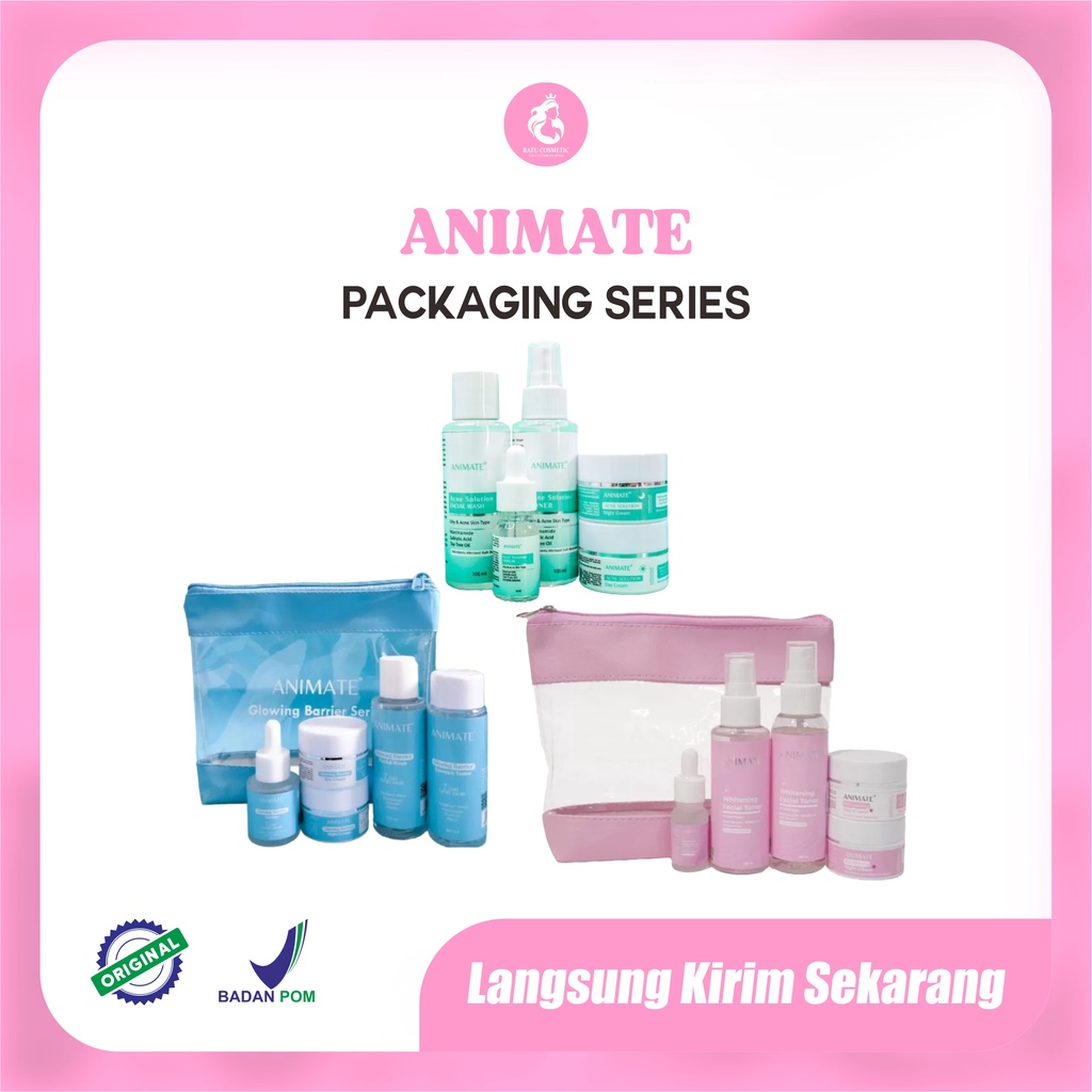 Paket Animate Skincare Cream Pemutih Wajah Paket Acne Solution Animate Whitening Paket Skincare BPOM | Animet Paket Glowing