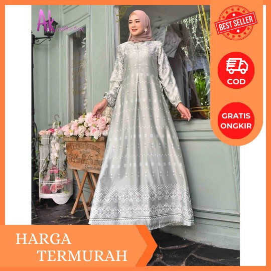 Mutia Collection / Gamis Bordir Ceruty Model Terbaru Khalisa Free Set Hijab Dress Pesta Kondangan Me