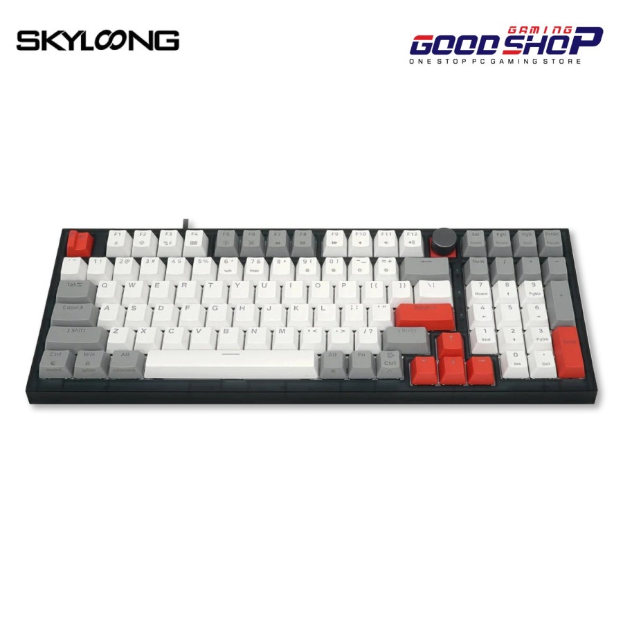 SKYLOONG GK980 GLACIER MECHANICAL GREY WHITE RED PBT KEYCAPS