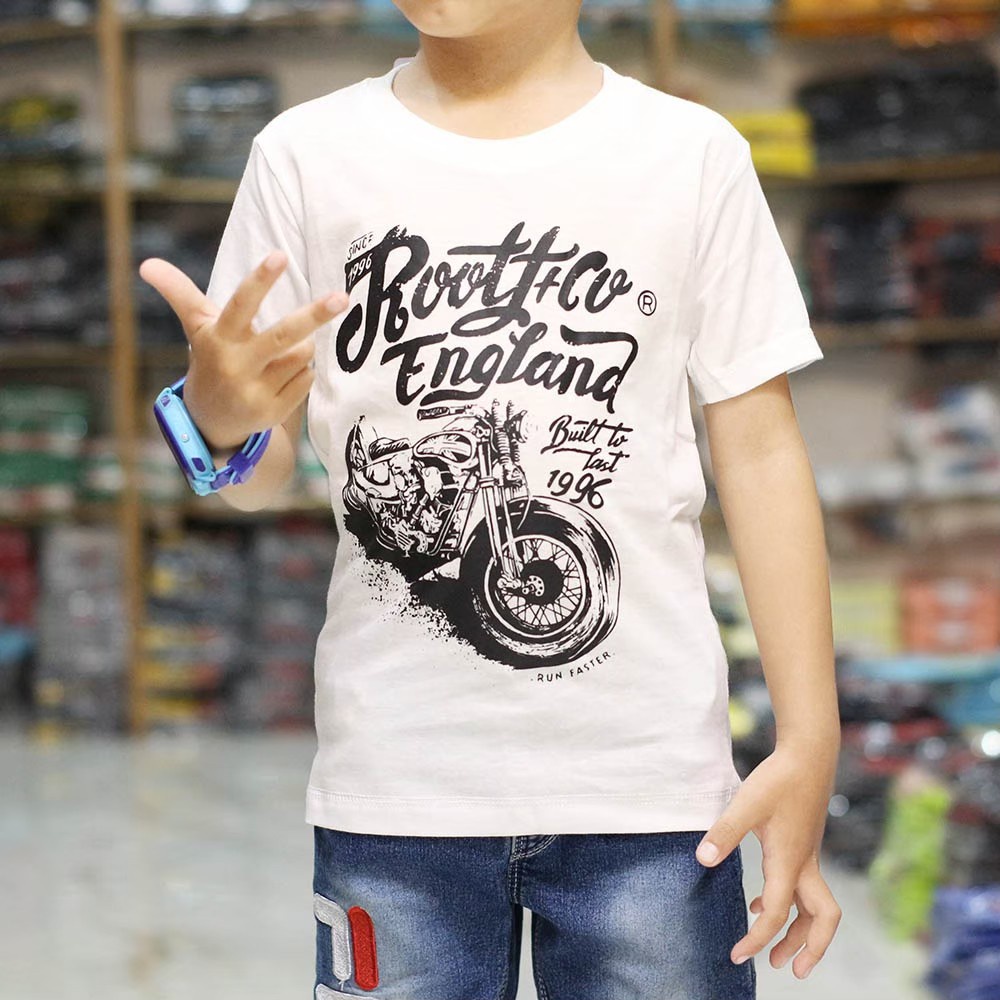 Baju Anak Umur 1-8 tahun BAJU KAOS ANAK Distro Laki-laki ROOTHCYLE PUTIH ABADI GROSIR