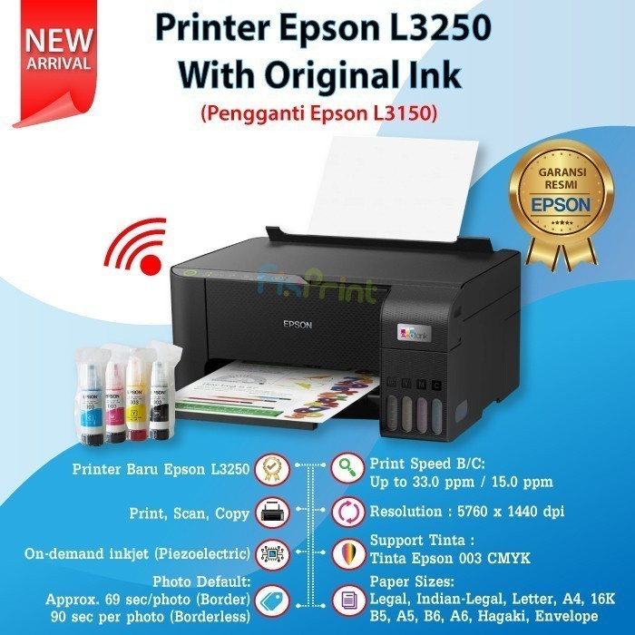 PRINTER EPSON L3250 L 3250 WIFI PRINT SCAN COPY PENGGANTI EPSON L3150 ORIGINAL