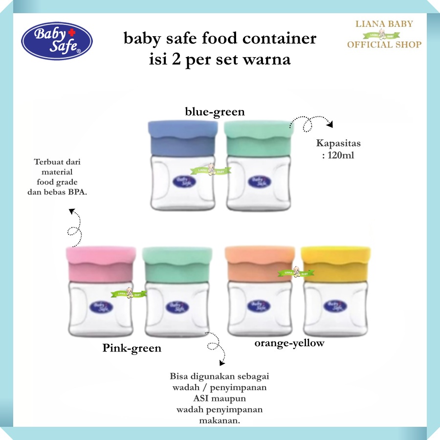 MAK342 BABY SAFE FOOD CONTAINER ISI 2 PER SET WARNA WC2