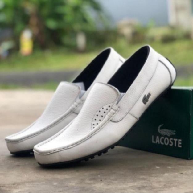 12.12 Brands Festival Sepatu pansus pria kulit asli Lacoste opec slip on slop putih perawat dokter b