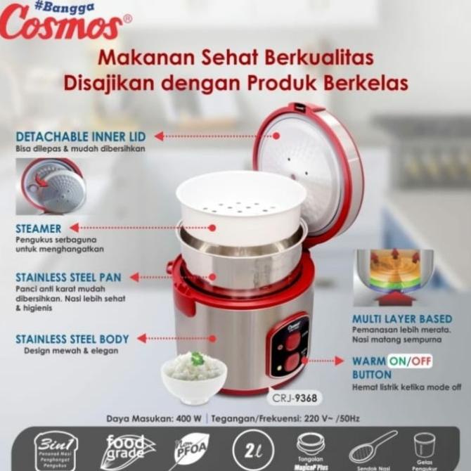 Magic Com Cosmos Crj 9368 Panci Stainless 2Liter 3In1 Storayulta