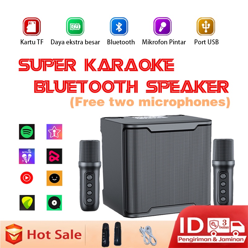 (COD) Karaoke Speaker Bluetooth Sound Box Karaoke Free Microphone Portable Wireless Super Bass Speakers